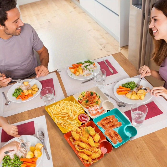 4-piece colorful serving platters with built-in sauce holder reusable – Rs.999 deal"

"Plastic square dipping dishes set with sauce holder travel-friendly – Rs.999 only"

"Reusable 4-color serving platters with sauce compartments for snacks – Rs.999"