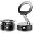 Two magnifying glasses on stands with adjustable arms on a white background