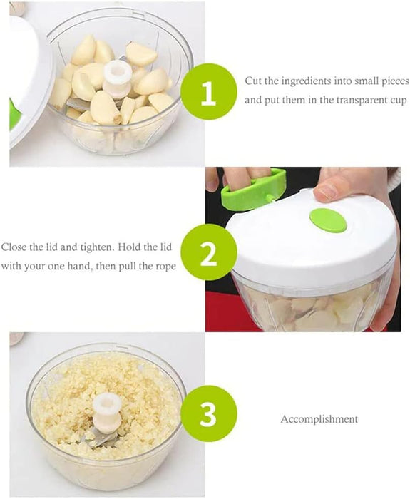 Mini Speedy Chopper – Effortless Manual Food Cutter for Vegetables & Meat | Turbo Hand Pull Design