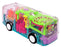 Toy puzzle bus with colorful design on a white background