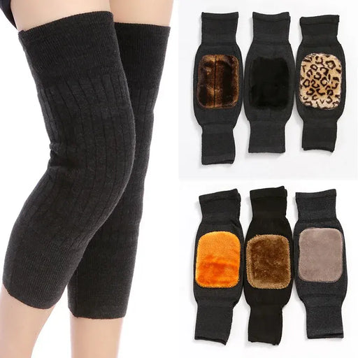 1 Pair Thicken Wool Knee Warmers | Breathable Thermal Knee Support Pads for Winter | Warm Leg Brace for Pain Relief & Sports | Men And Women