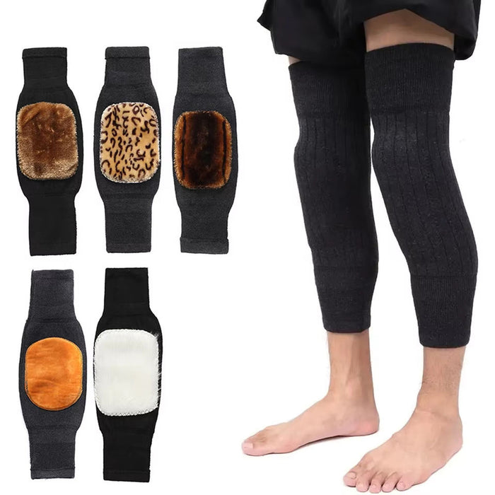 1 Pair Thicken Wool Knee Warmers | Breathable Thermal Knee Support Pads for Winter | Warm Leg Brace for Pain Relief & Sports | Men And Women