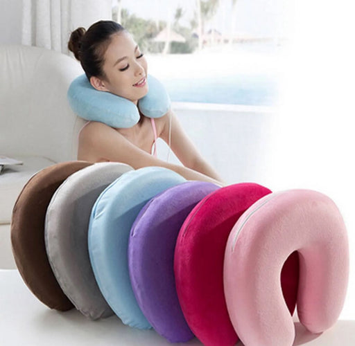 Travel Pillow – Soft Velvet Neck Support Pillow for Airplane, Car & Home | Washable Cover | Sub999