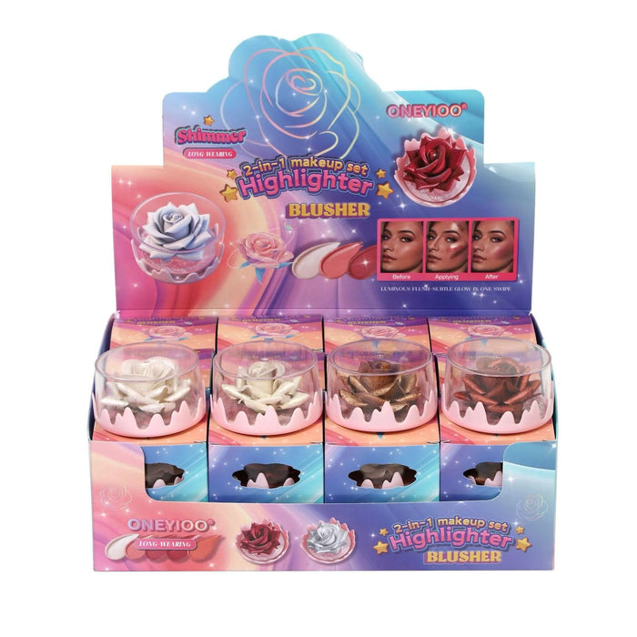 Shimmer 2-in-1 Makeup Set – Highlighter & Blusher in Rose | Glow & Radiance Duo | Sub999