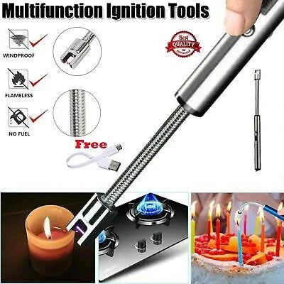 Rechargeable Flameless Arc Lighter for Candles, Camping & Kitchen – 360° Flexible