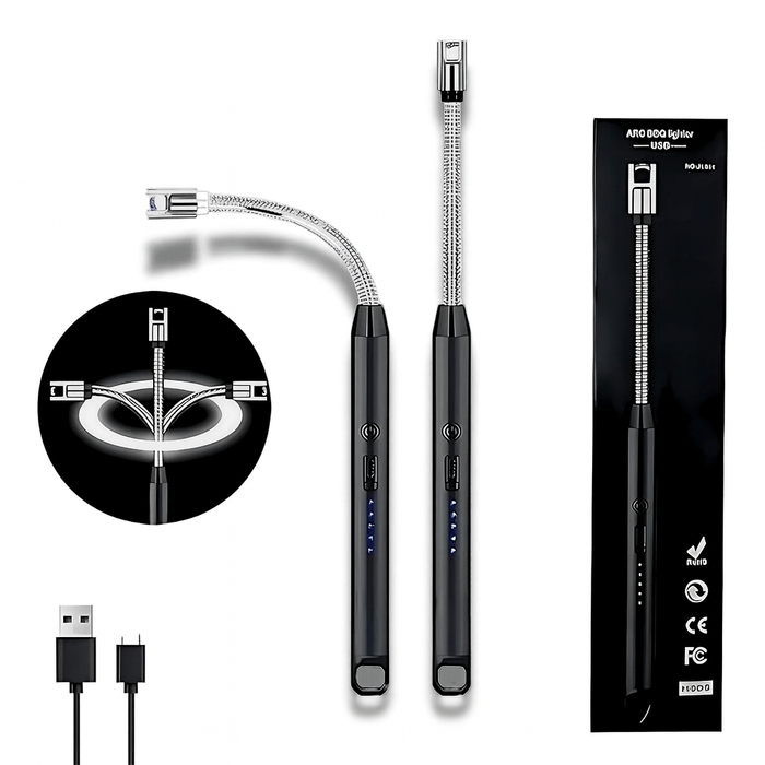 Rechargeable Flameless Arc Lighter for Candles, Camping & Kitchen – 360° Flexible